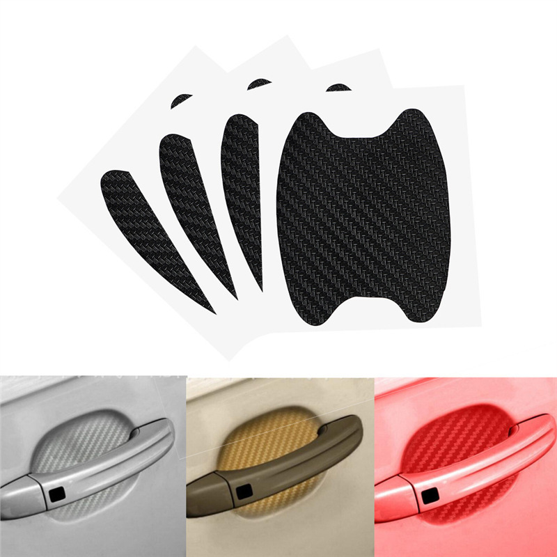 Cross-Border Ebay Handle Stickers Car Door Handle Car Stickers Protective Film Carbon Fiber Handle Wrist Car Stickers 4Pcs