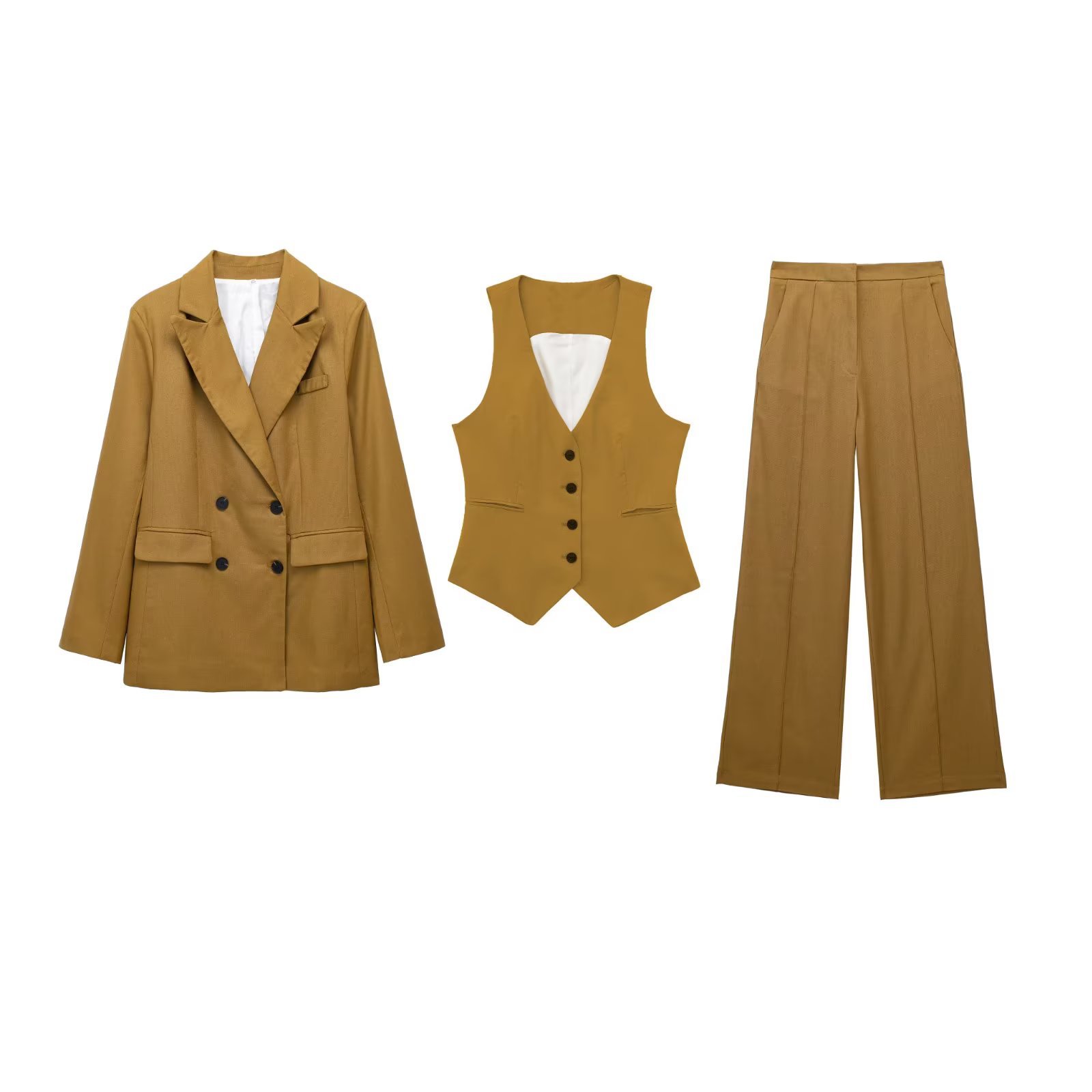 157g Weight Long Sleeve Sleeve Length Viscose fiber Fabric Type Pants Sets Sets Type 3 Pieces Set Quantity Daily Occasion Turndown Neckline Regular Fit Fit Type Solid Color Pattern Summer, Spring Season Women's Gender Business, Classic Style Style Women's Long Sleeve Blazers Business Classic Style Solid Color 无