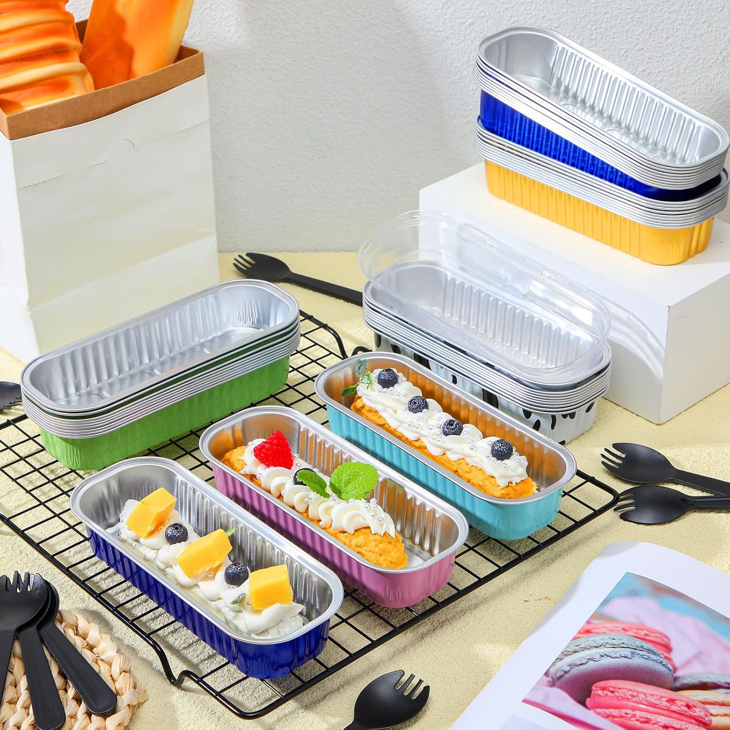 Freidora de aire transfronteriza caja de papel de aluminio rectangular horno casero molde de pastel de taza de papel de estanque bandeja de tostada