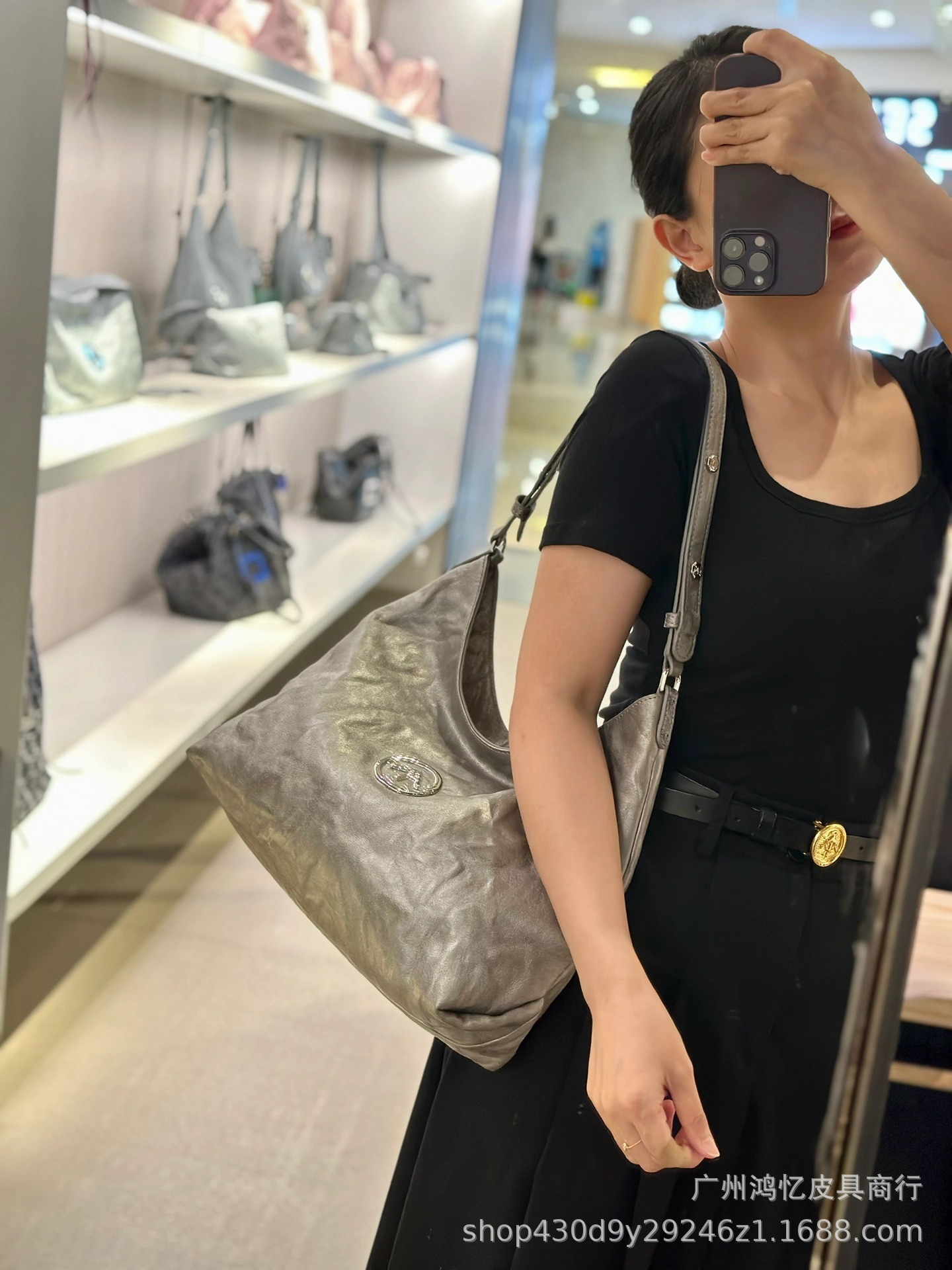 GROTT0 アロー バッグ ノンセクシュアリズム ブラックストーン ホーボー ベジタブルタンニン鞣し プリーツ加工 本革 多用途 ショルダー クロスボディ ソフトバッグ