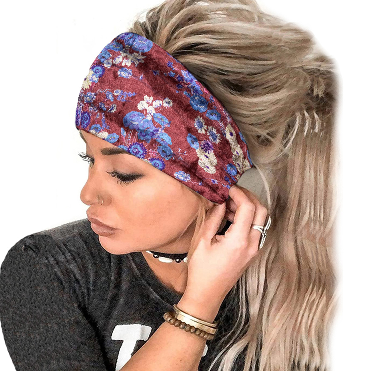 Heißer verkauf herbst und winter elastische breite rand samt kopftuch gedruckt taille obst blume stirnband_voghion.com