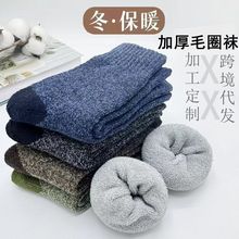 袜子男冬季加绒加厚保暖男袜吸汗并线毛巾袜毛圈袜地板袜跨境代发