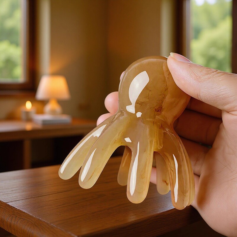 Octopus Head Massage Comb Meridian Therapy Brush Massage Stick Wide Tooth Comb Portable Octopus