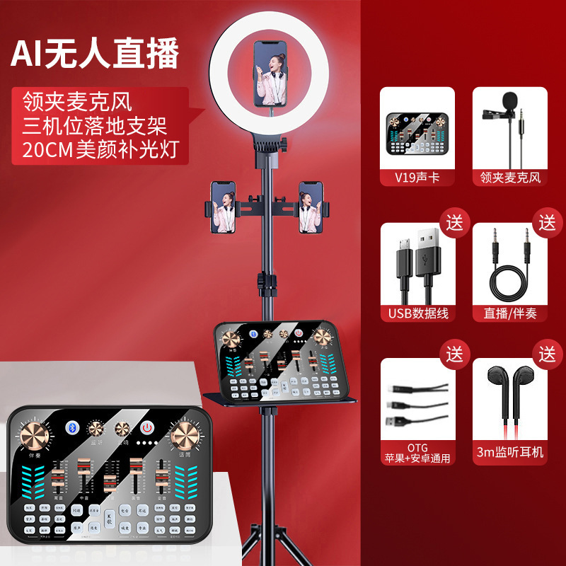 V19 ライブサウンドカードゲーム録音と歌専用機器デスクトップコンピュータ携帯電話マイクライブブロードキャストカスタマイズの完全なセット|undefined