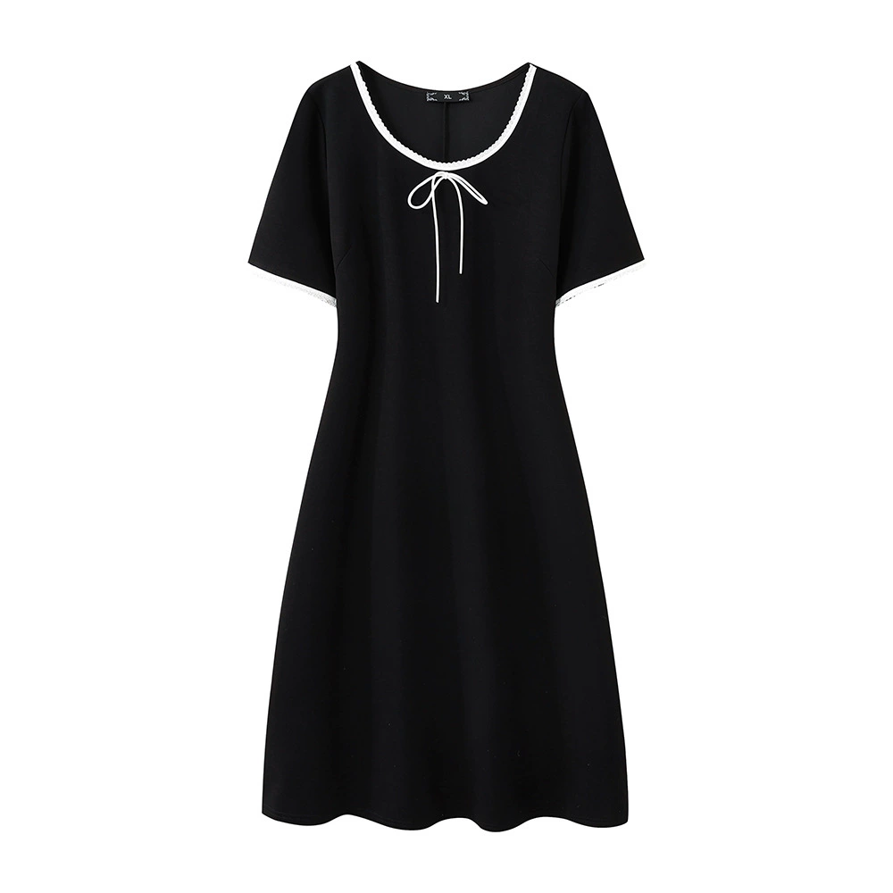 Платье большого размера с короткими рукавами Летнее французское сладкое длинное платье Хепберн в тонком стиле