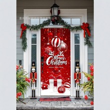 亚马逊跨境新款圣诞节门盖圣诞老人门罩节日派对氛围背景布批发