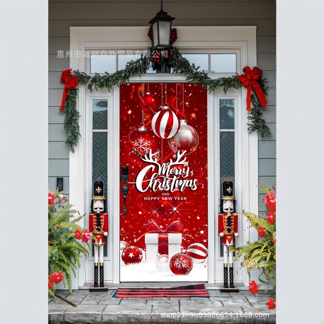 Amazon crossover nueva cubierta de puerta de Navidad cubierta de puerta de Santa Claus fiesta festiva ambiente tela de fondo al por mayor