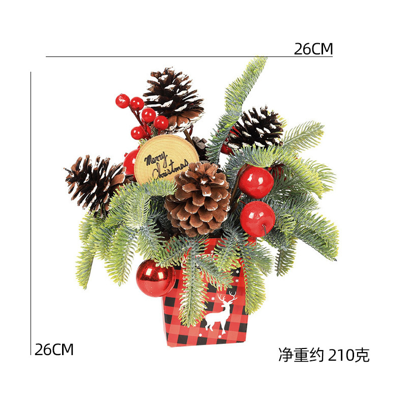 Árbol de escritorio transfronterizo Pe creativo fruta roja mini decoración de escritorio de Navidad árbol de pino
