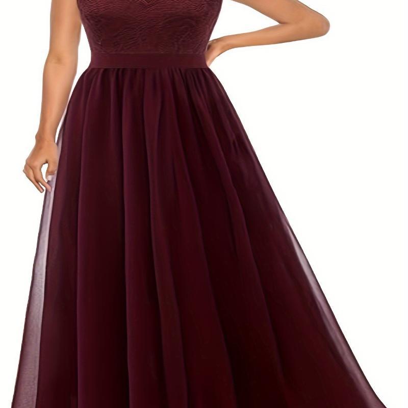 Women'S Formal Dress Halter Long Prom Dress Floral Lace