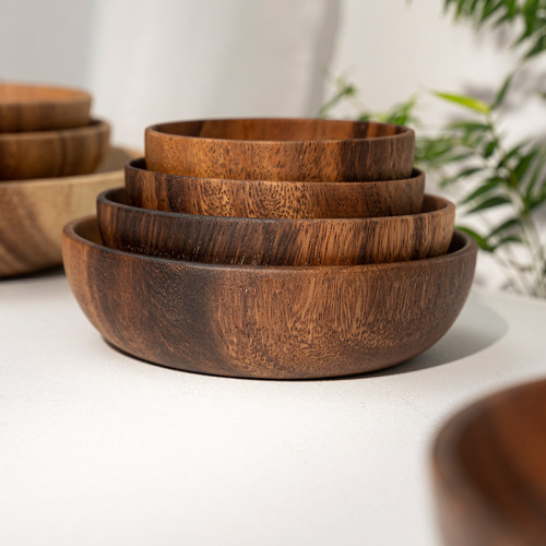 Japanese acacia wood disc solid wood pallet wooden serving plate home dish plate wholesale hotel plate dessert plate