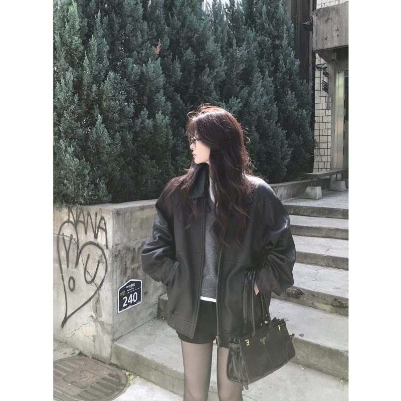 |霸气千金|新西兰进口绵羊皮泡纹真皮皮衣外套皮夹克女|undefined