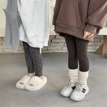 瑜瑜公主 女童秋冬韩版新款豹纹打底裤 女宝宝薄绒高腰打底裤