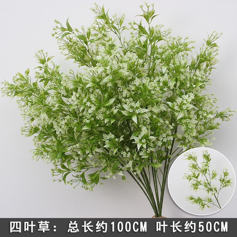 2025 nueva imitación de plantas verdes de flores de hierba de hierba decoración de fondo de boda flores verdes colgantes flor de bodas