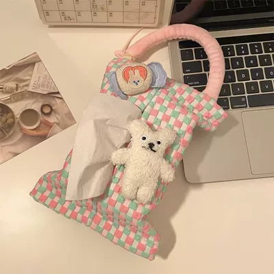 Hanging Tissue Box, Car tissue box/set - no-specifications-fabric-rabbit-candy-rice-bean-bear-pink-and-blue-fabric-hanging-tissue-bag