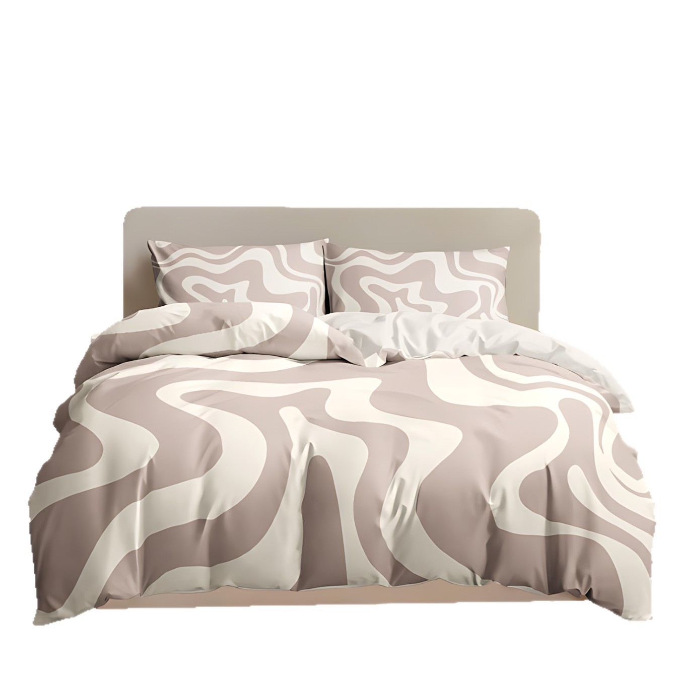 TEMU / JIT blanco y negro multicolor rayas 3D impresión digital colcha de cama set transfronterizo dibujo se puede ajustar