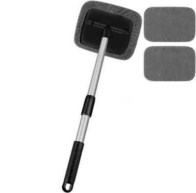Car cleaning tools | Wholesale Telescopic Pole Car Window - 1-set-square-plate-3-gray-cloth-covers