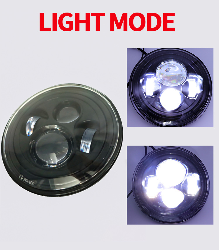 Cross-border Harley 7inch Wrangler 4-bead LED headlight for off-road vehicles and electric motorcycles, modified LED car light