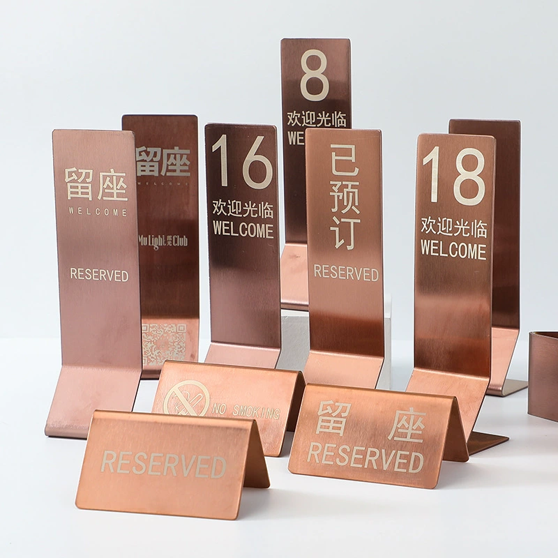Утолщенная нержавеющая сталь розового золота номерной знак настольная табличка номерной знак ресторана называется номерной знак
