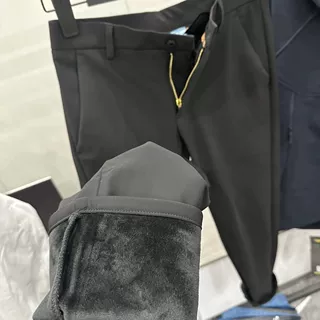 牛奶丝加绒加厚净版黑色直筒百搭气质西裤休闲免烫长裤高端爆款