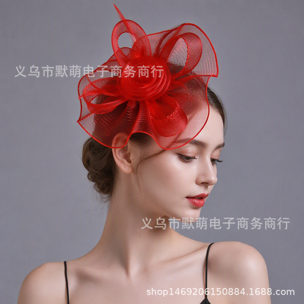 European and American retro mesh feather headwear, bridal hats, hair clips, party and horse racing headpieces, wholesale cross-border hair accessories