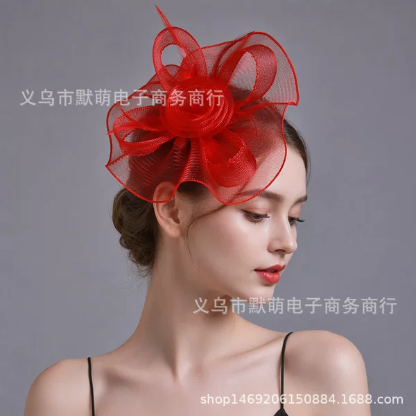 European and American retro mesh feather headwear, bridal hats, hair clips, party and horse racing headpieces, wholesale cross-border hair accessories