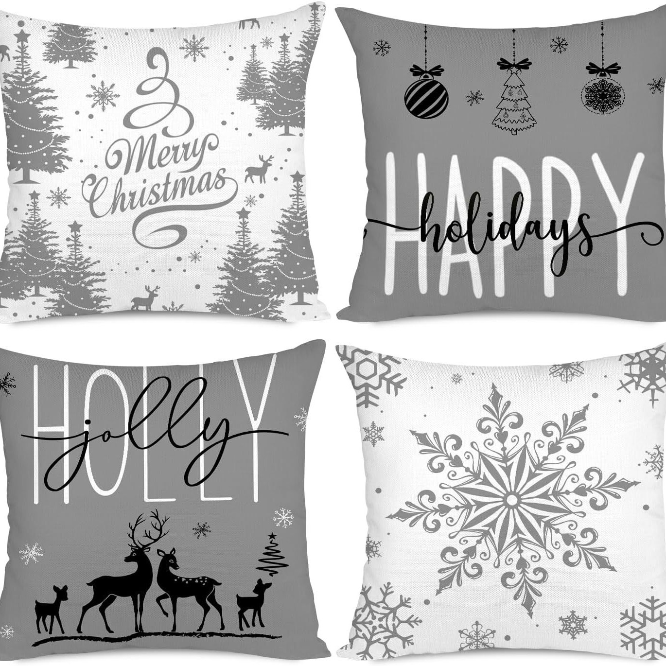 Transfronterizo Amazon temu Hot Sale Navidad invierno copo de nieve impresión lino almohada funda almohada sofá cojín