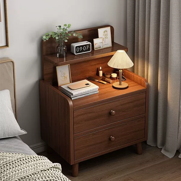 Bedside Table Simple Modern Solid Wood Leg Storage Cabinet Small Simple Bedroom Home 2025 New Bedside Storage Rack