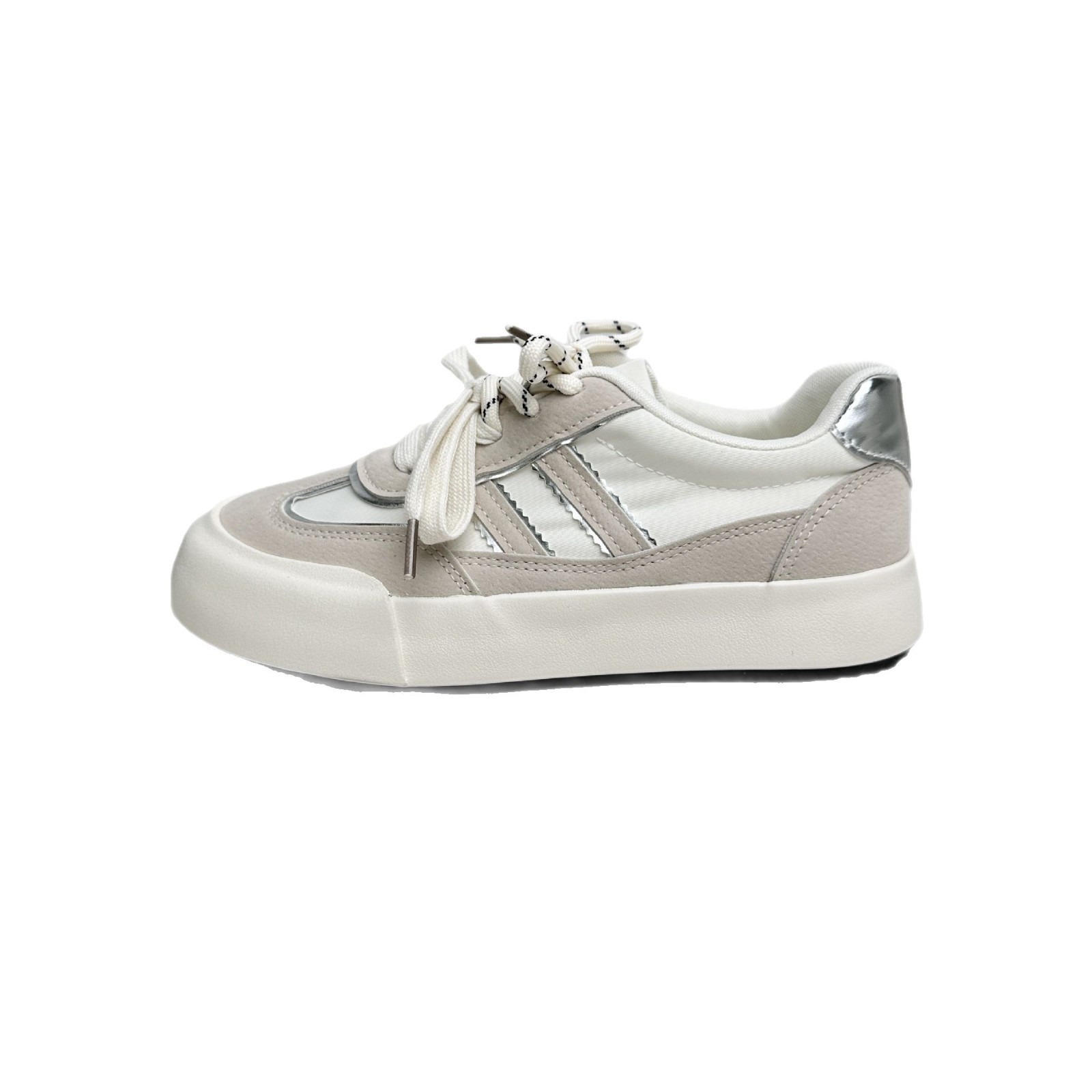 6633 plantillas de látex/zapatos de entrenamiento alemanes explosivos zapatos de mujer primavera nuevo estilo 2025 zapatos de tabla de punta redonda todo fósforo zapatos blancos pequeños