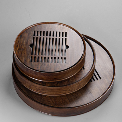 竹制家用簡約功夫茶具小茶台幹泡盤儲水排水簡易茶盤批發壹件代發