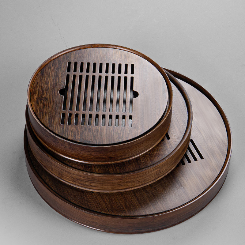 竹制家用簡約功夫茶具小茶台幹泡盤儲水排水簡易茶盤批發壹件代發