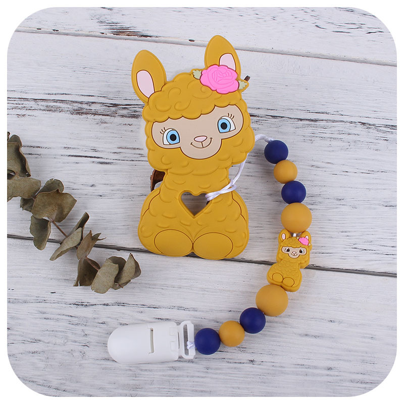 Nueva silicona mordedor palo pezón cuerda materna e infantil suministros Bebé chupete silicona oveja pezón cadena anti-caída