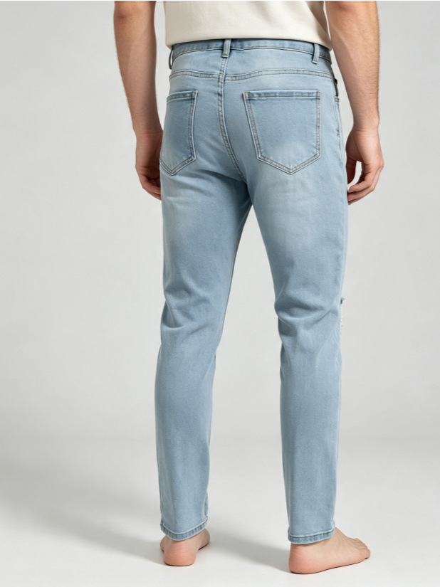 Jeans Ajustados Rotos para Hombre de Mezclilla de Algodón, Elástico, para Uso Casual image 3