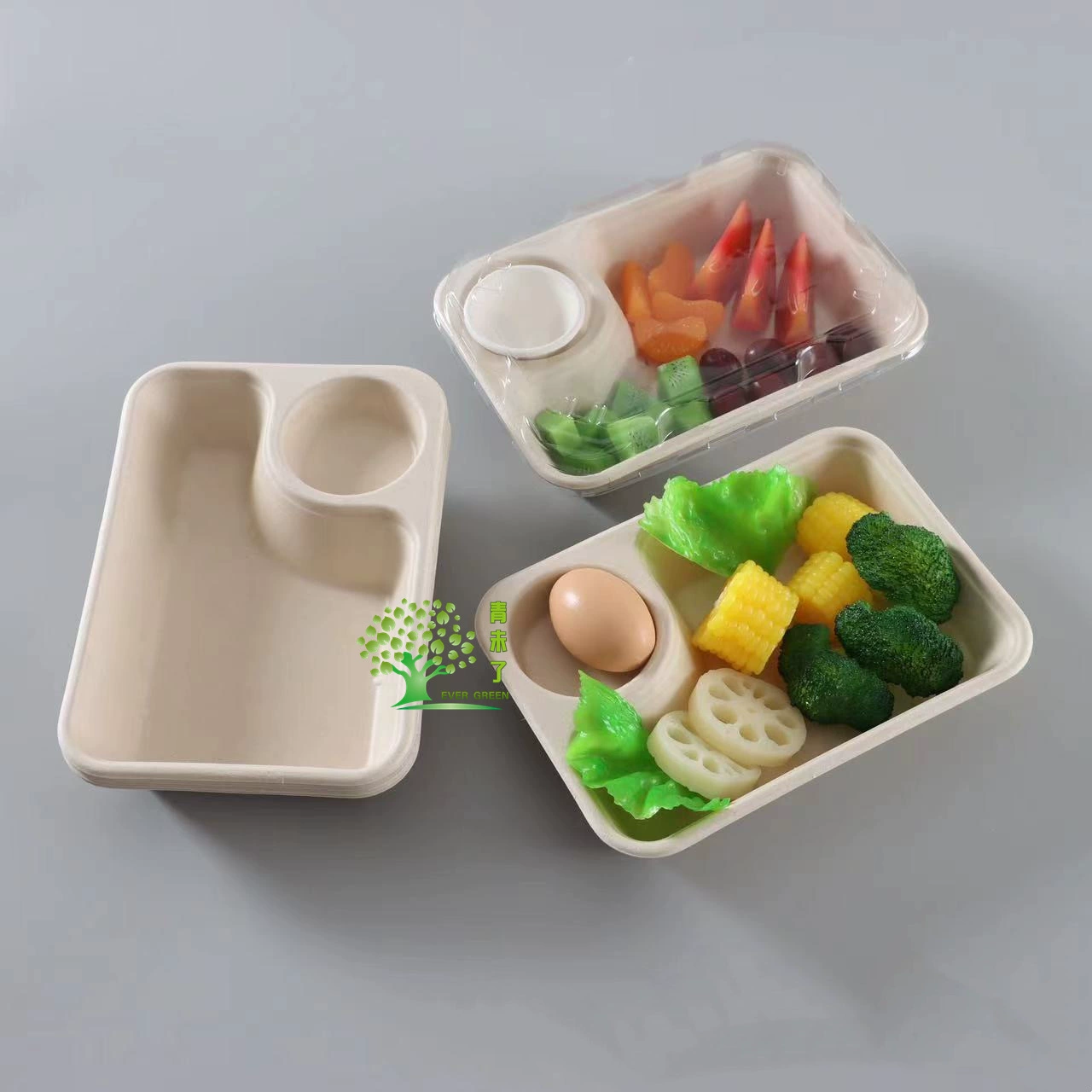 Одноразовый разлагаемый соус, все в одном целлюлозно-салатной коробке для легкой еды на вынос