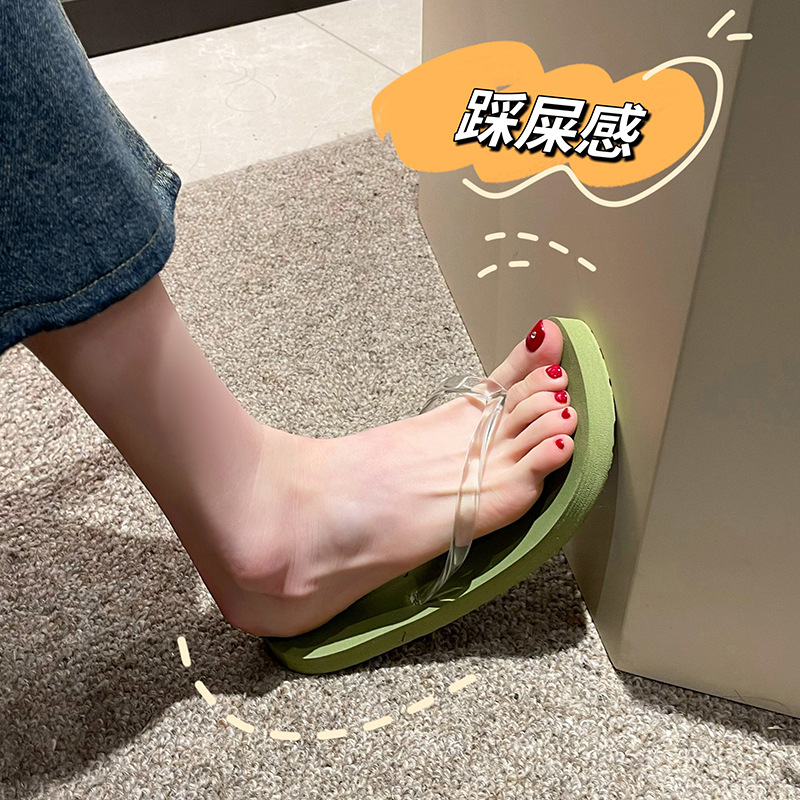 Sentido de alto nivel simple chinchillas de verano de 2025 nuevo estilo de internet explosión de ropa exterior clip clip pie plantilla antideslizante zapatillas frías