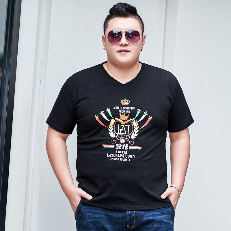 Special Body Loose Men's Extra Large Size Short-sleeved V-neck T-shirt Super Large Chubby Summer Clothes for Fat Men XXXXXL Special Body Loose Men's Extra Large Size Short-sleeved V-neck T-shirt Super Large Chubby Summer Clothes for Fat Men XXXXXL