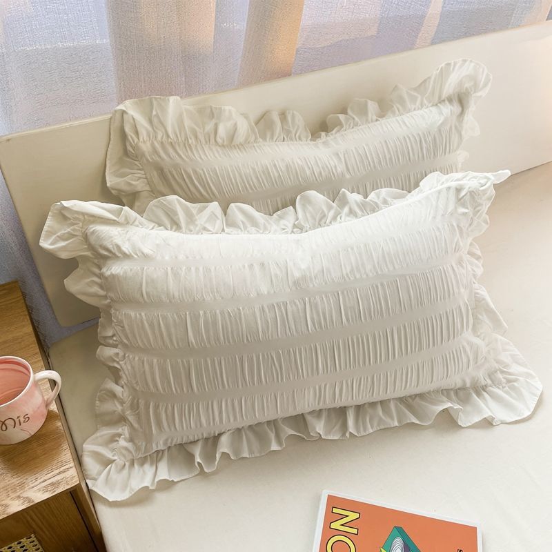 Pillowcase Girl's Heart Princess Style Small Fresh Cute Solid Color Single Korean Style Lace Dormitory Student Female Simple