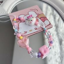 原创串珠猫粉色三丽鸥手绘可爱手机链防丢相机绳手机链挂链装饰