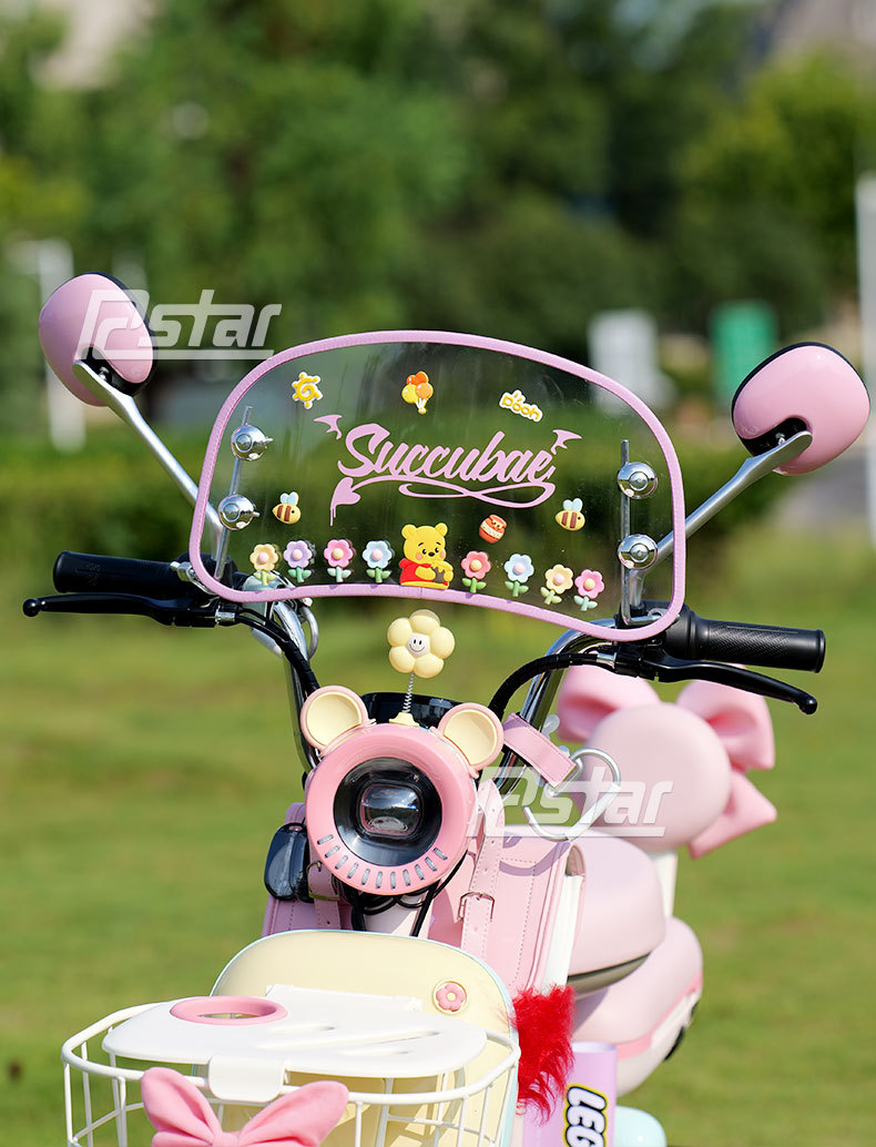 Electric Vehicle Retro Front Windshield Battery Windshield Retro Cute Female Sunny Day Modern Modification