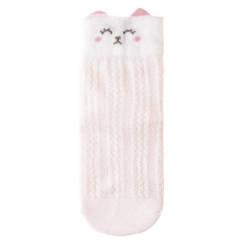 Calcetines para niños, calcetines de malla transpirables y absorbentes de sudor para mujer, calcetines sin huesos de algodón peinado para recién nacidos de dibujos animados lindos al por mayor