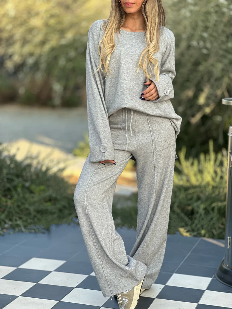 Long Sleeve Sleeve Length Daily Women's Casual Solid Color Polyester Pocket Pant Co-ord Set Pants Sets