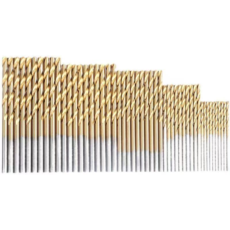 50PC镀钛麻花钻头套装迷你手电钻钻头直柄1-3mm