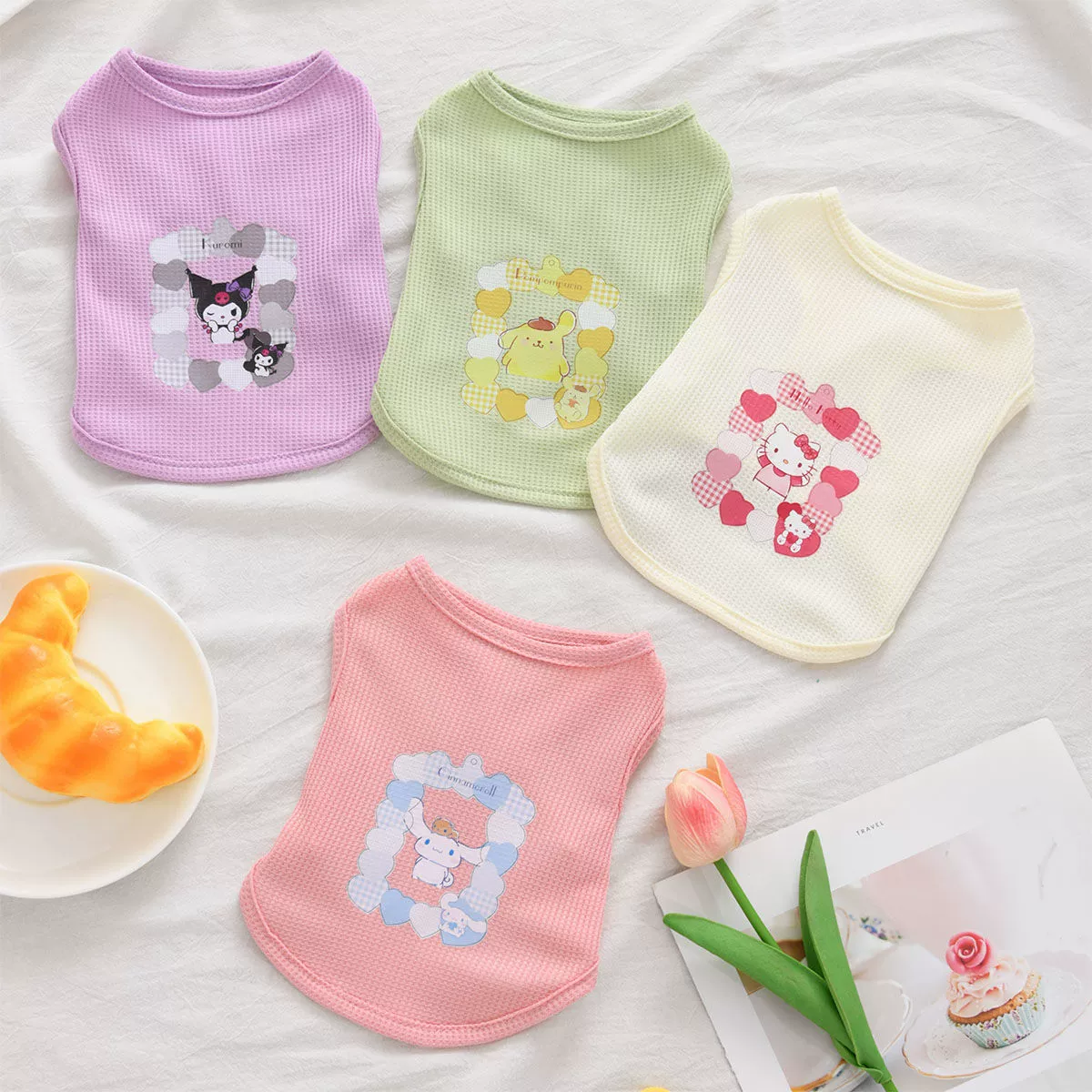 Одежда для домашних животных весна и осень вафельный мультфильм Sanrio Одежда для собак лето осень кошка и собака УНИВЕРСАЛЬНЫЙ ЖИЛЕТ