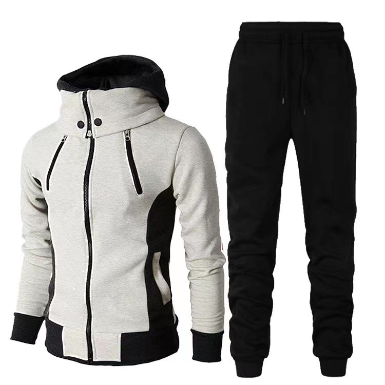 Herrenbekleidung Mode Outdoor-Sport Jugend Herren Kapuzenpullover Hose Herbst und Winter Freizeit Zweiteilige Jacke Jugendanzug_voghion.com