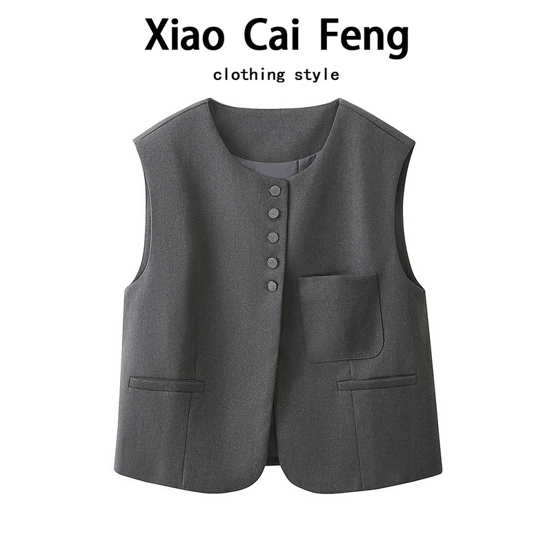 Fashionable High-End Woolen Vest Short Jacket for Women, Spring and Autumn Loose Layered Outerwear, Stylish Waistcoat Top