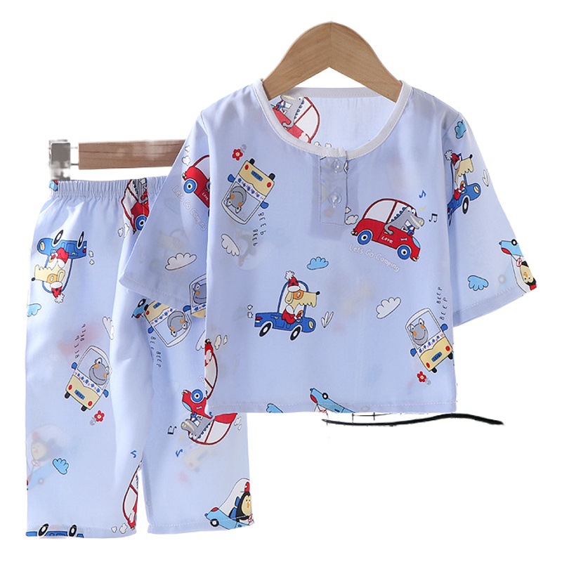 Ropa para niños verano pijamas para niños algodón seda desgaste del hogar traje Niños Niñas bebé aire acondicionado ropa de bebé