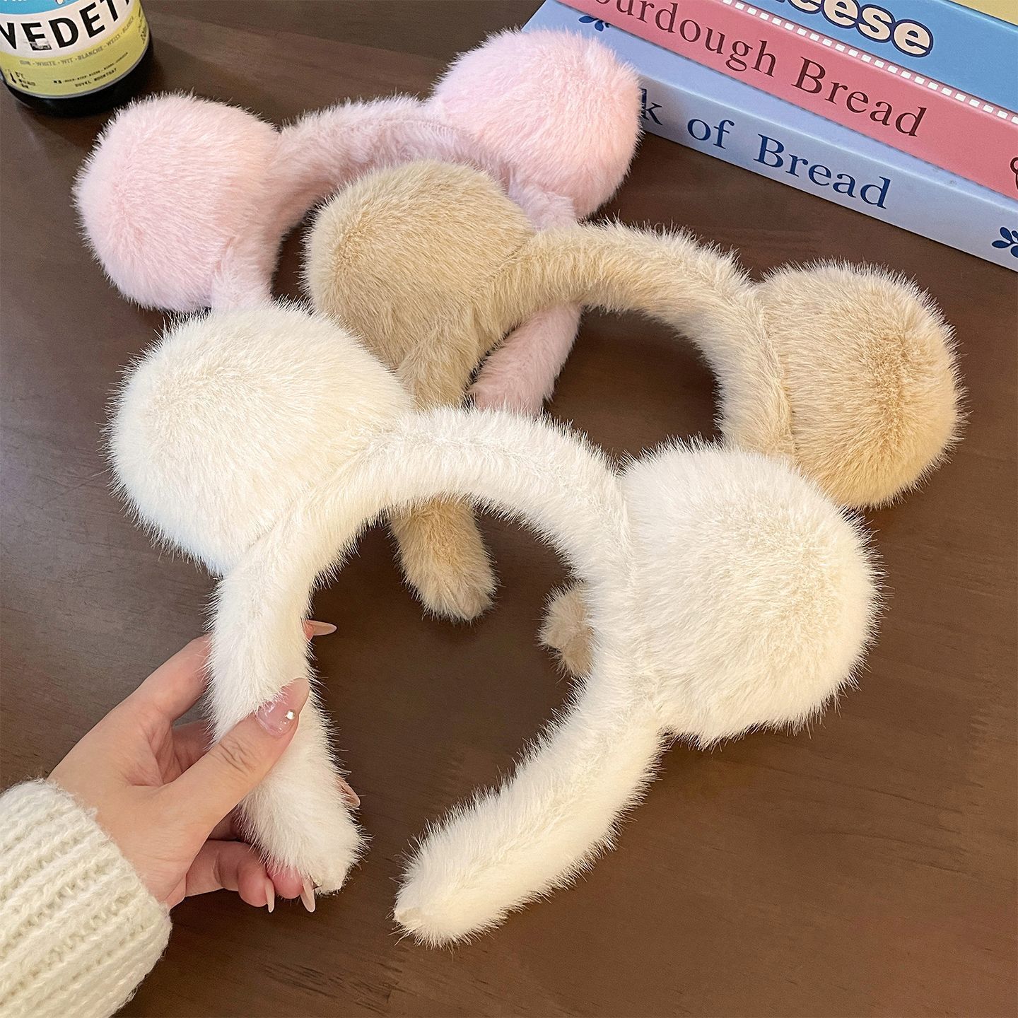 Winter cute plush cartoon headband for face washing