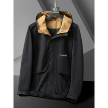 设计师原创肥佬春秋季新款加肥加大码连帽男式茄克休闲工装风胖子