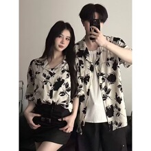 mm63法式古巴领花衬衫男款短袖夏天潮牌高级感外套性张力穿搭衬衣