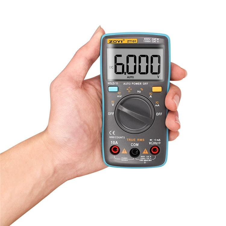 ZOYI портативный автоматический Диапазон Цифровой мультиметр ZT101 портативный карманный ящик для инструментов с часами