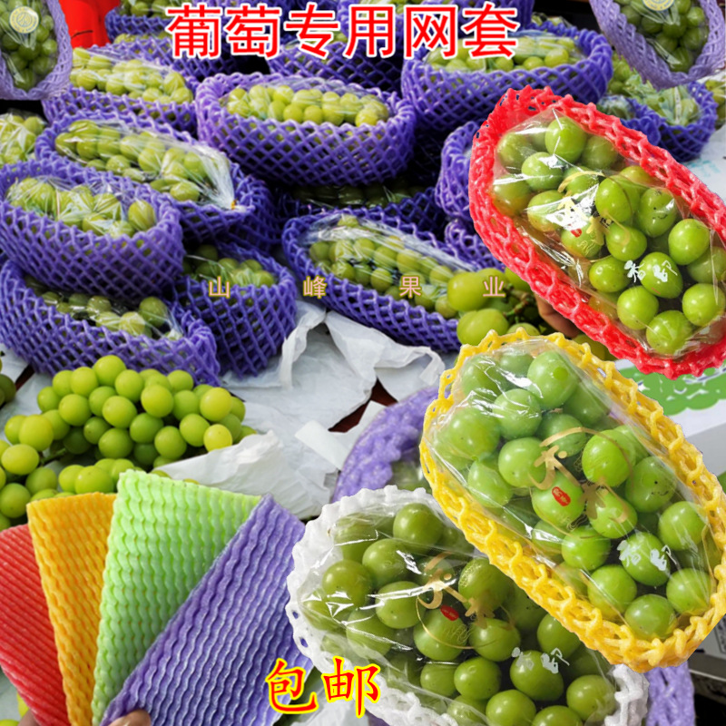 葡萄专用水果网套彩色白色泡沫防震腰贴中厚西瓜哈密瓜网纸袋